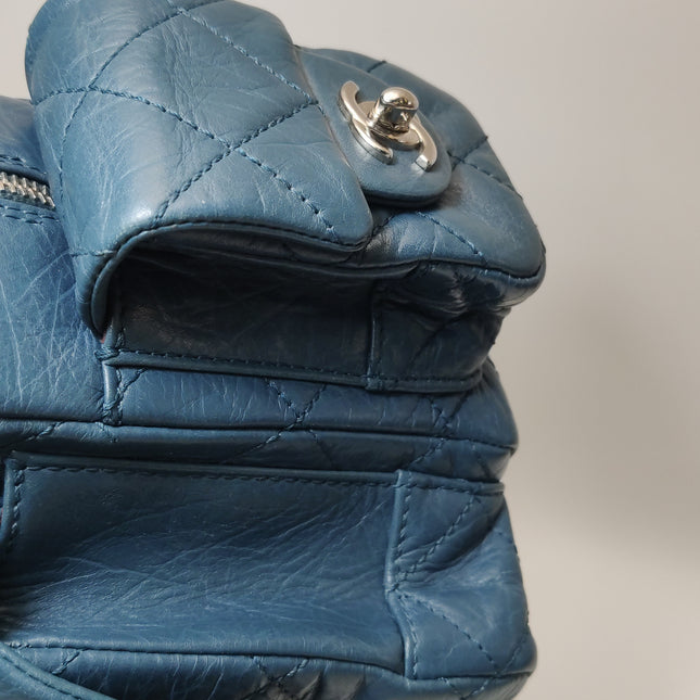 Chanel Cambon Multi-pocket Ligne Reporter Bag Medium Navy Calfskin Leather