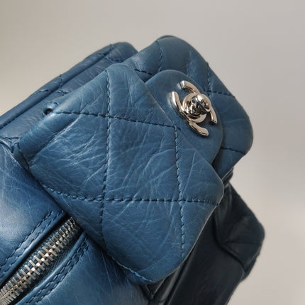 Chanel Cambon Multi-pocket Ligne Reporter Bag Medium Navy Calfskin Leather
