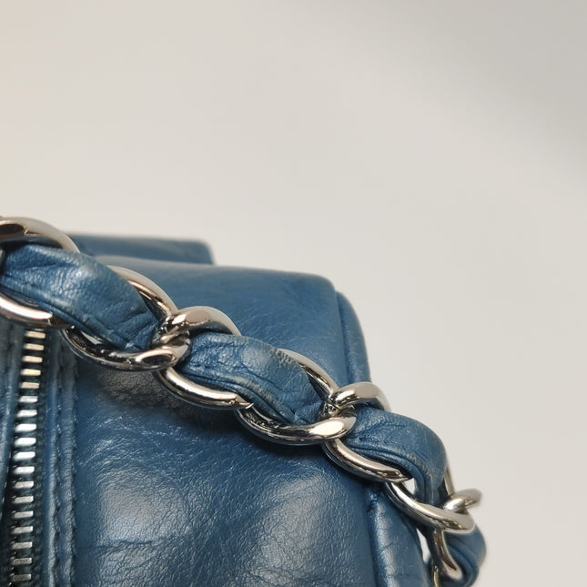 Chanel Cambon Multi-pocket Ligne Reporter Bag Medium Navy Calfskin Leather