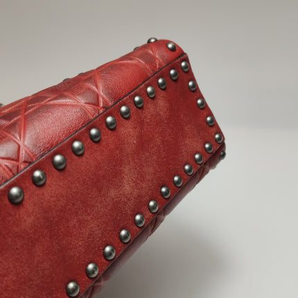 Lady Dior Mini Red Studded Flower Bag 2017 Dior Cruise Collection