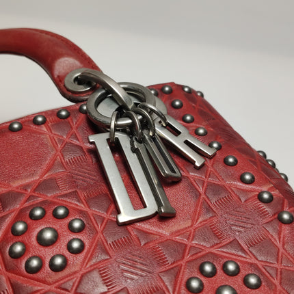 Lady Dior Mini Red Studded Flower Bag 2017 Dior Cruise Collection