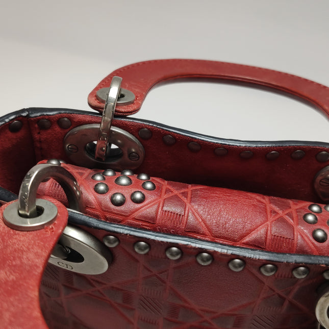 Lady Dior Mini Red Studded Flower Bag 2017 Dior Cruise Collection