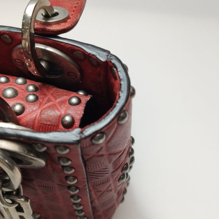 Lady Dior Mini Red Studded Flower Bag 2017 Dior Cruise Collection