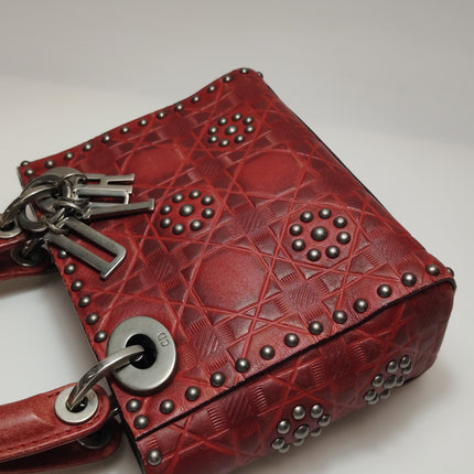 Lady Dior Mini Red Studded Flower Bag 2017 Dior Cruise Collection
