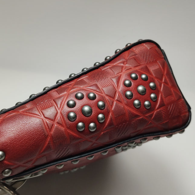 Lady Dior Mini Red Studded Flower Bag 2017 Dior Cruise Collection