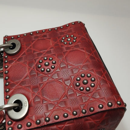 Lady Dior Mini Red Studded Flower Bag 2017 Dior Cruise Collection