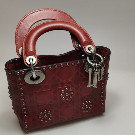 Lady Dior Mini Red Studded Flower Bag 2017 Dior Cruise Collection