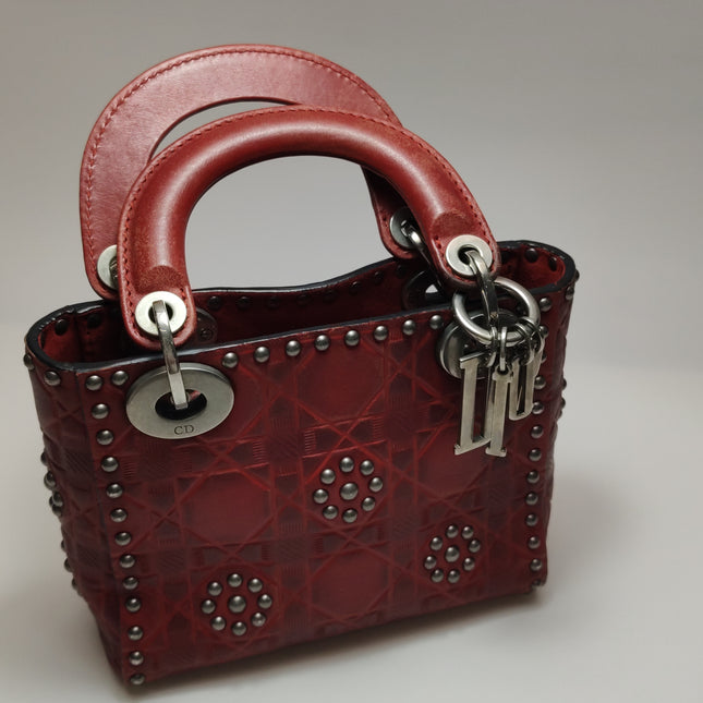 Lady Dior Mini Red Studded Flower Bag 2017 Dior Cruise Collection