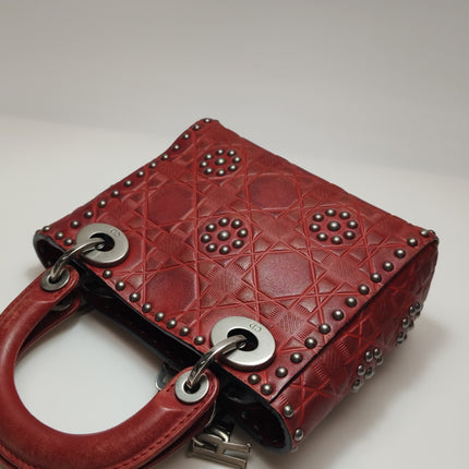 Lady Dior Mini Red Studded Flower Bag 2017 Dior Cruise Collection