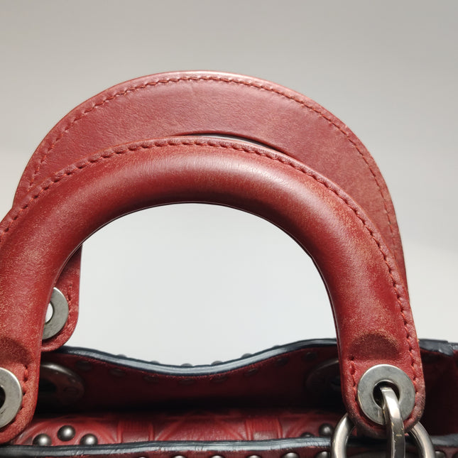 Lady Dior Mini Red Studded Flower Bag 2017 Dior Cruise Collection