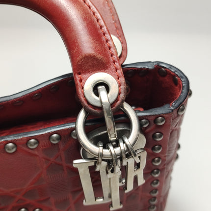 Lady Dior Mini Red Studded Flower Bag 2017 Dior Cruise Collection
