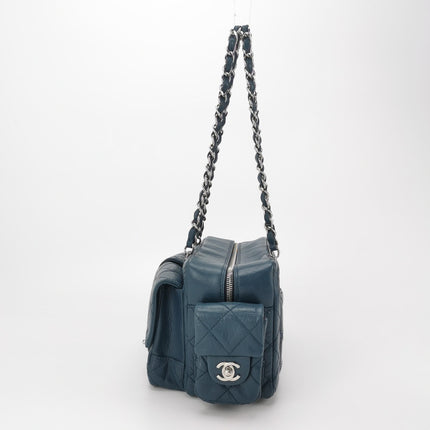Chanel Cambon Multi-pocket Ligne Reporter Bag Medium Navy Calfskin Leather