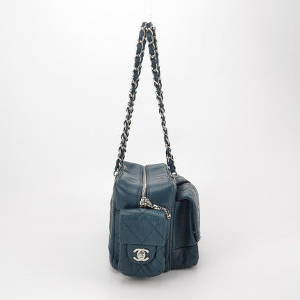 Chanel Cambon Multi-pocket Ligne Reporter Bag Medium Navy Calfskin Leather