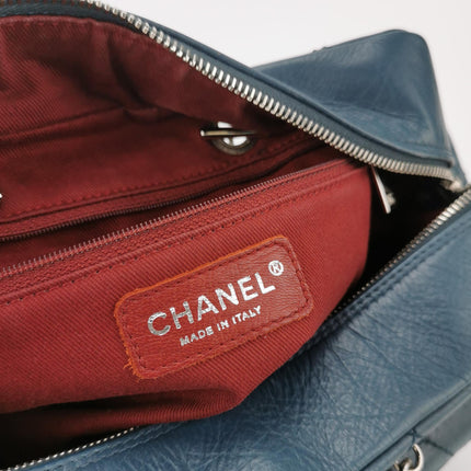 Chanel Cambon Multi-pocket Ligne Reporter Bag Medium Navy Calfskin Leather