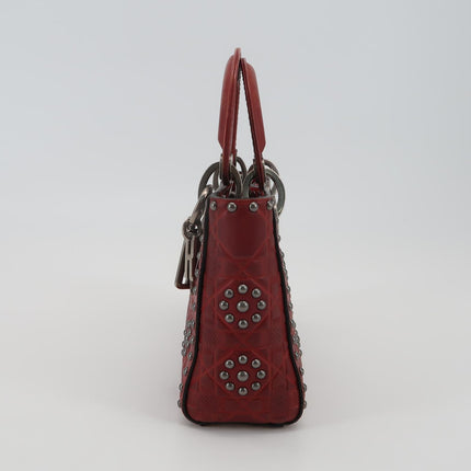 Lady Dior Mini Red Studded Flower Bag 2017 Dior Cruise Collection