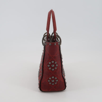 Lady Dior Mini Red Studded Flower Bag 2017 Dior Cruise Collection