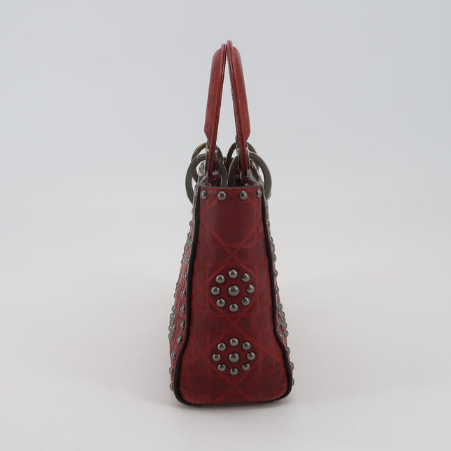 Lady Dior Mini Red Studded Flower Bag 2017 Dior Cruise Collection