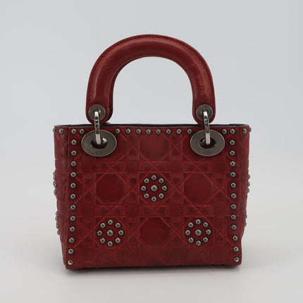 Lady Dior Mini Red Studded Flower Bag 2017 Dior Cruise Collection