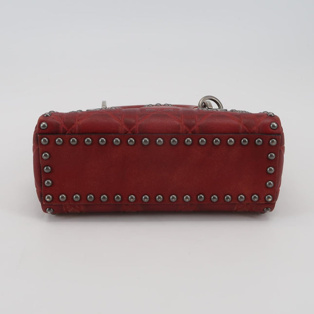 Lady Dior Mini Red Studded Flower Bag 2017 Dior Cruise Collection