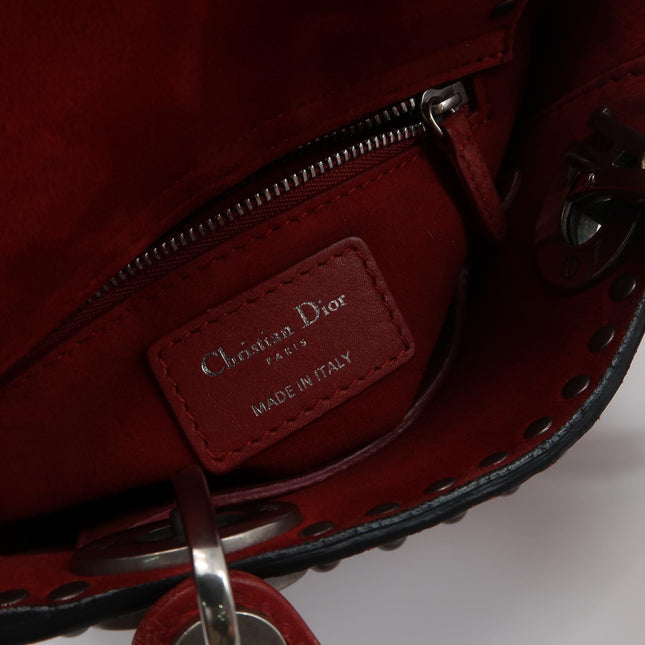 Lady Dior Mini Red Studded Flower Bag 2017 Dior Cruise Collection