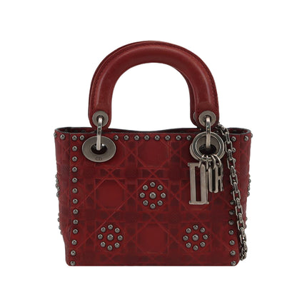 Lady Dior Mini Red Studded Flower Bag 2017 Dior Cruise Collection