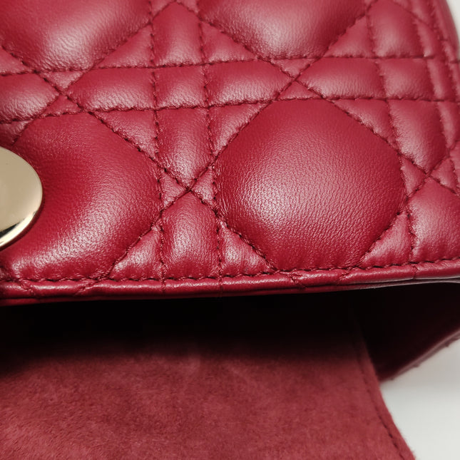Lady Dior Large Bag Red Lambskin Cannage Leather Silver Hardware