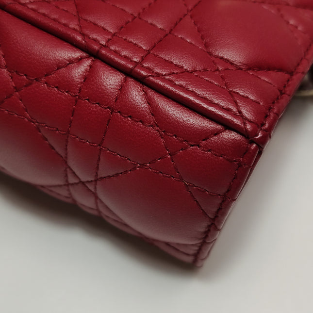 Lady Dior Large Bag Red Lambskin Cannage Leather Silver Hardware