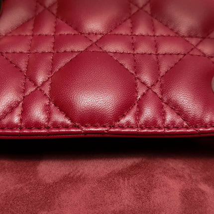 Lady Dior Large Bag Red Lambskin Cannage Leather Silver Hardware