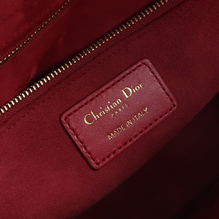 Lady Dior Large Bag Red Lambskin Cannage Leather Silver Hardware