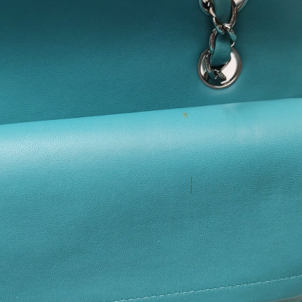 Chanel Timeless Classic Flap Medium Light Blue Lambskin Leather Silver Hardware