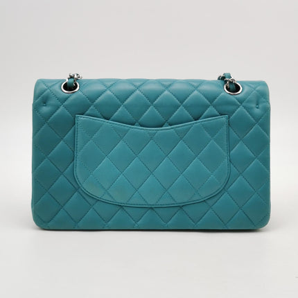 Chanel Timeless Classic Flap Medium Light Blue Lambskin Leather Silver Hardware