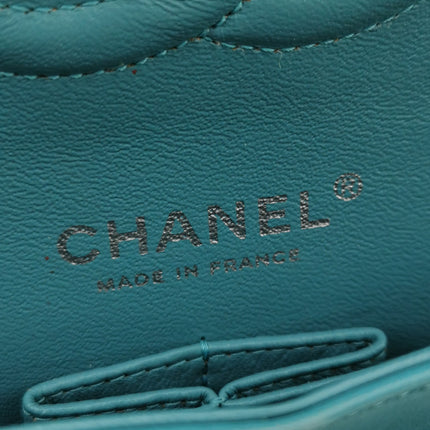 Chanel Timeless Classic Flap Medium Light Blue Lambskin Leather Silver Hardware