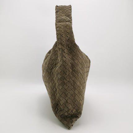 Bottega Veneta Hop Large Olive Green Suede Leather Hobo Bag 54cm