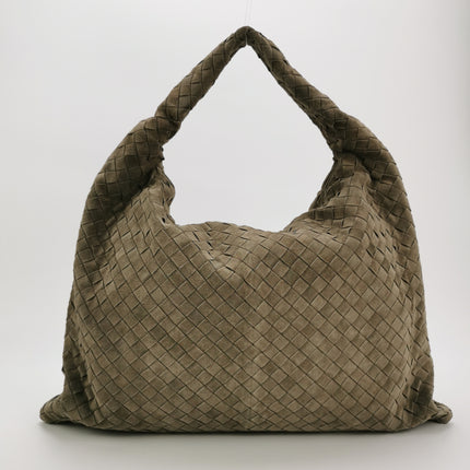 Bottega Veneta Hop Large Olive Green Suede Leather Hobo Bag 54cm