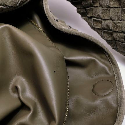 Bottega Veneta Hop Large Olive Green Suede Leather Hobo Bag 54cm