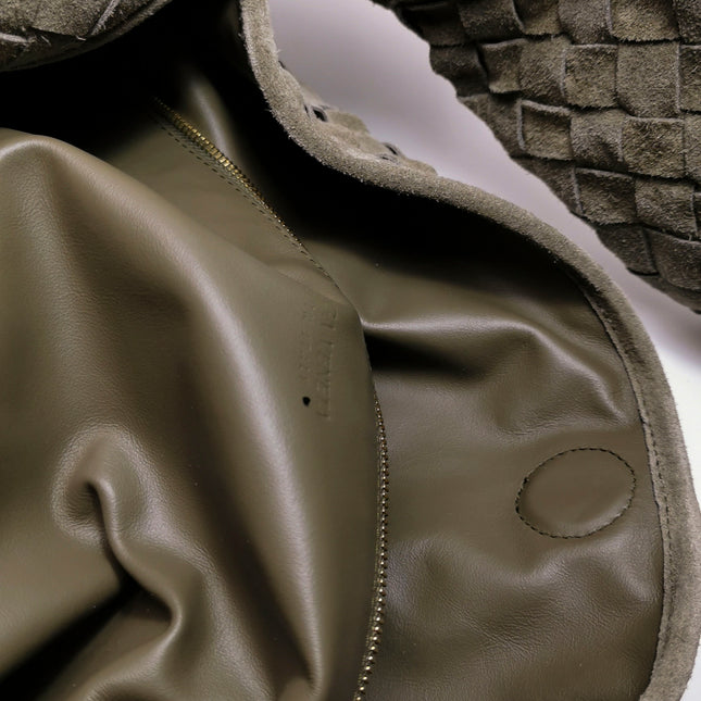 Bottega Veneta Hop Large Olive Green Suede Leather Hobo Bag 54cm