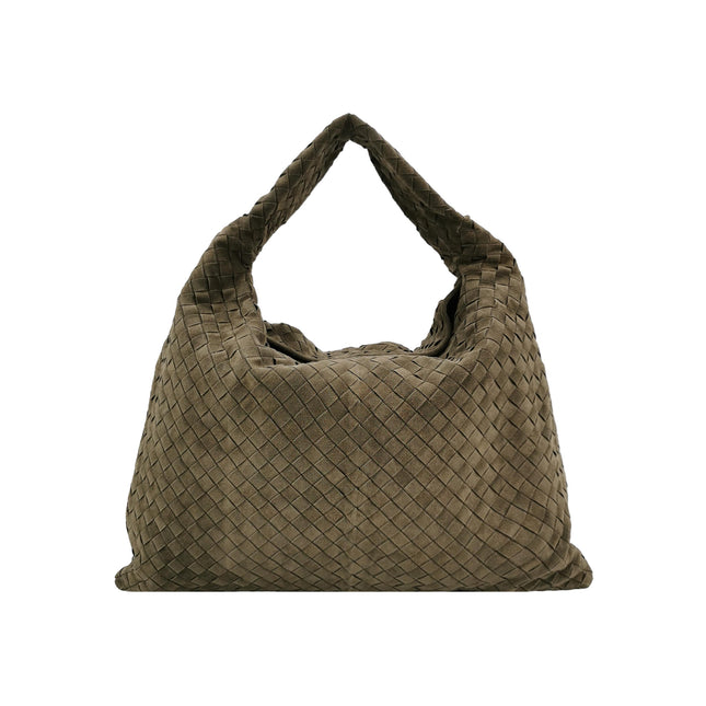 Bottega Veneta Hop Large Olive Green Suede Leather Hobo Bag 54cm-Luxbags