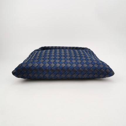 Bottega Veneta Hop Small Leather and Denim Intrecciato Navy Hobo Bag 41cm