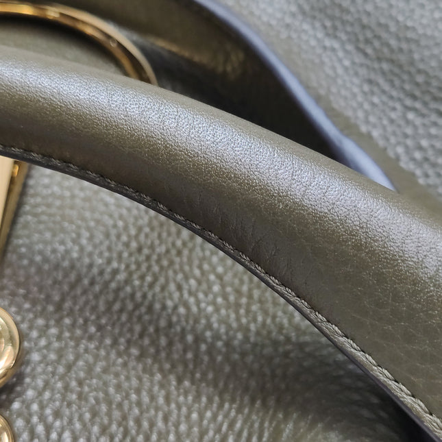 Gucci Softbit Maxi Shoulder Bag Olive Green Calfskin Leather 2024