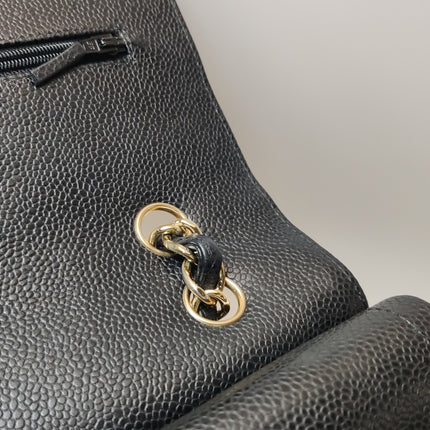 Chanel Classic Flap Maxi 2011 Black Caviar Leather Double Flap with Gold Hardware