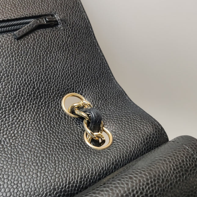 Chanel Classic Flap Maxi 2011 Black Caviar Leather Double Flap with Gold Hardware