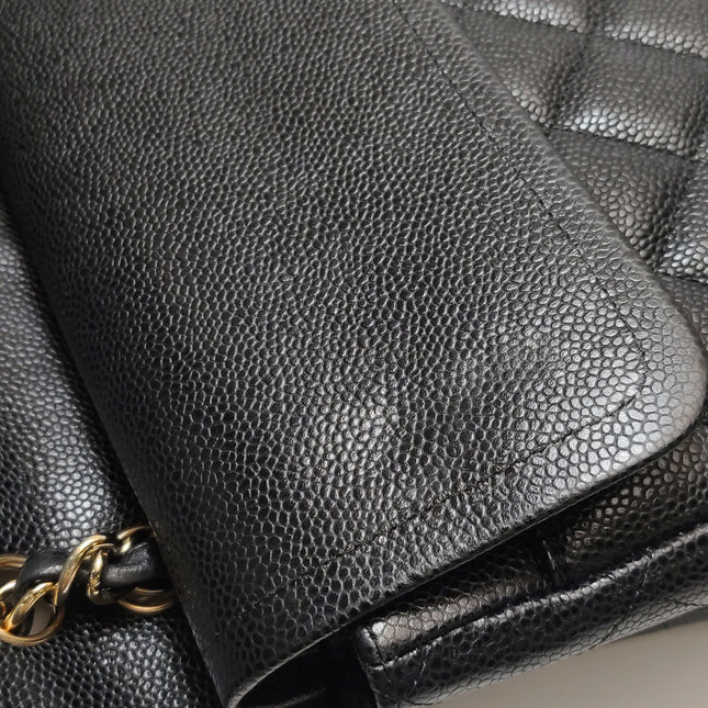 Chanel Classic Flap Maxi 2011 Black Caviar Leather Double Flap with Gold Hardware
