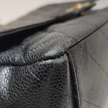 Chanel Classic Flap Maxi 2011 Black Caviar Leather Double Flap with Gold Hardware
