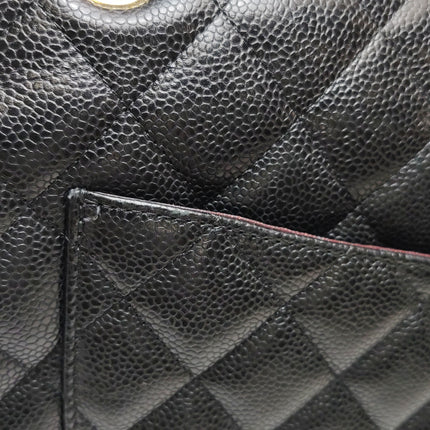 Chanel Classic Flap Maxi 2011 Black Caviar Leather Double Flap with Gold Hardware