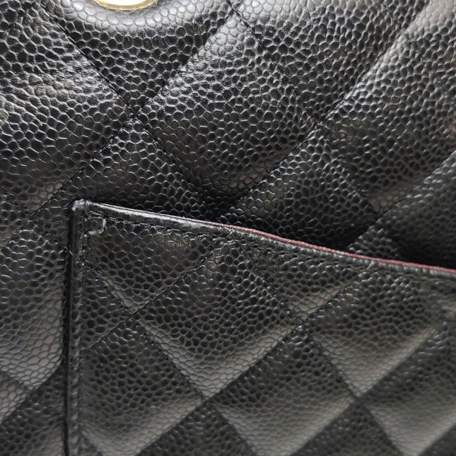Chanel Classic Flap Maxi 2011 Black Caviar Leather Double Flap with Gold Hardware