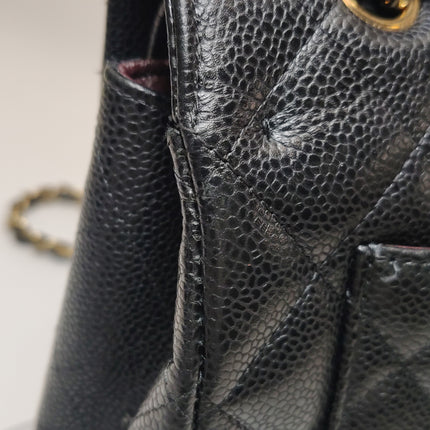Chanel Classic Flap Maxi 2011 Black Caviar Leather Double Flap with Gold Hardware