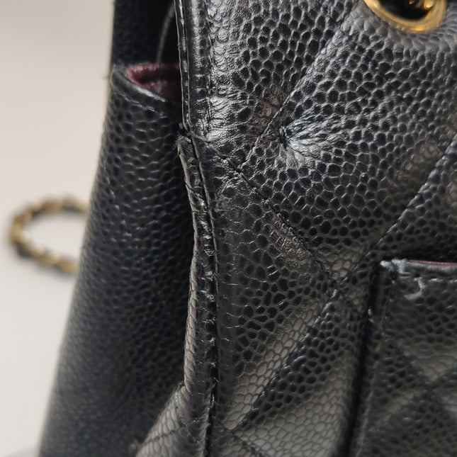 Chanel Classic Flap Maxi 2011 Black Caviar Leather Double Flap with Gold Hardware