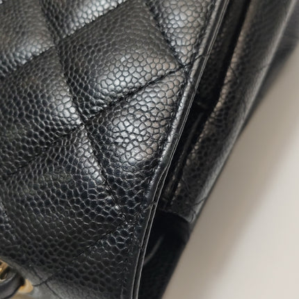 Chanel Classic Flap Maxi 2011 Black Caviar Leather Double Flap with Gold Hardware