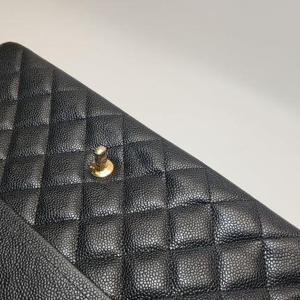 Chanel Classic Flap Maxi 2011 Black Caviar Leather Double Flap with Gold Hardware