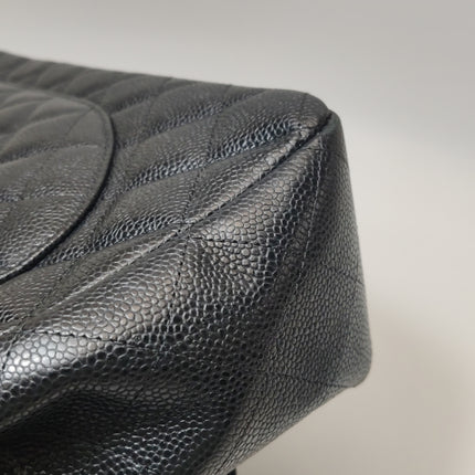 Chanel Classic Flap Maxi 2011 Black Caviar Leather Double Flap with Gold Hardware